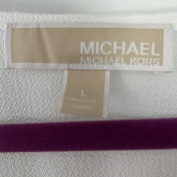 Michael Kors Micheal Sheer White Flutter V Neck Blouse Feminine - Picture 3 of 6